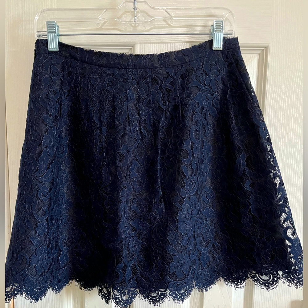 J. Crew Navy Lace Skirt